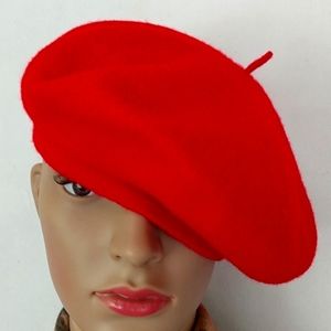 Red Wool Beret Cap 100% Virgin Wool by BETMAR Size Osfm